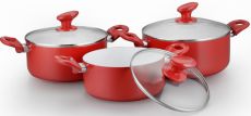 Набор посуды Galaxy GL 9503 6 пр, объем кастрюль 3/4/5л, японское керамическое покрытие, крышки из жаропрочного стекла, эрогономичные ручки, термоакку